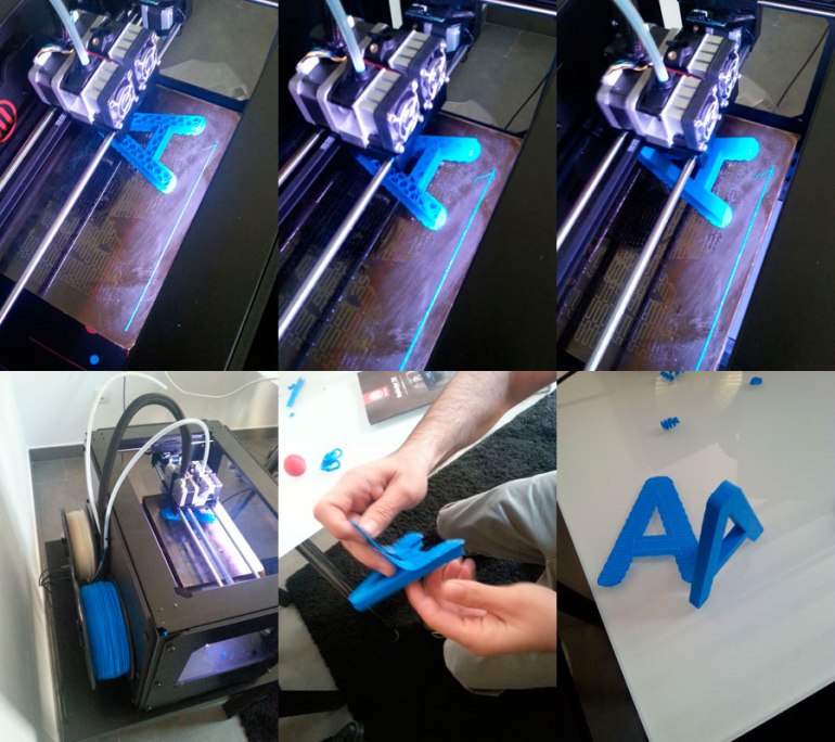 Proceso de impresión de letra corpórea con impresora Makerbot Replicator 2
